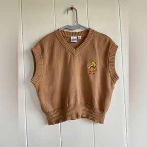 🌺 LISA SIMPSON Camel Knit Cropped Sweater Vest